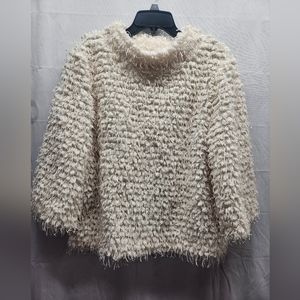 Vince Camuto Top, Textured Eyelash Pullover,Mock Neck, 3/4 Sleeve, Size XL